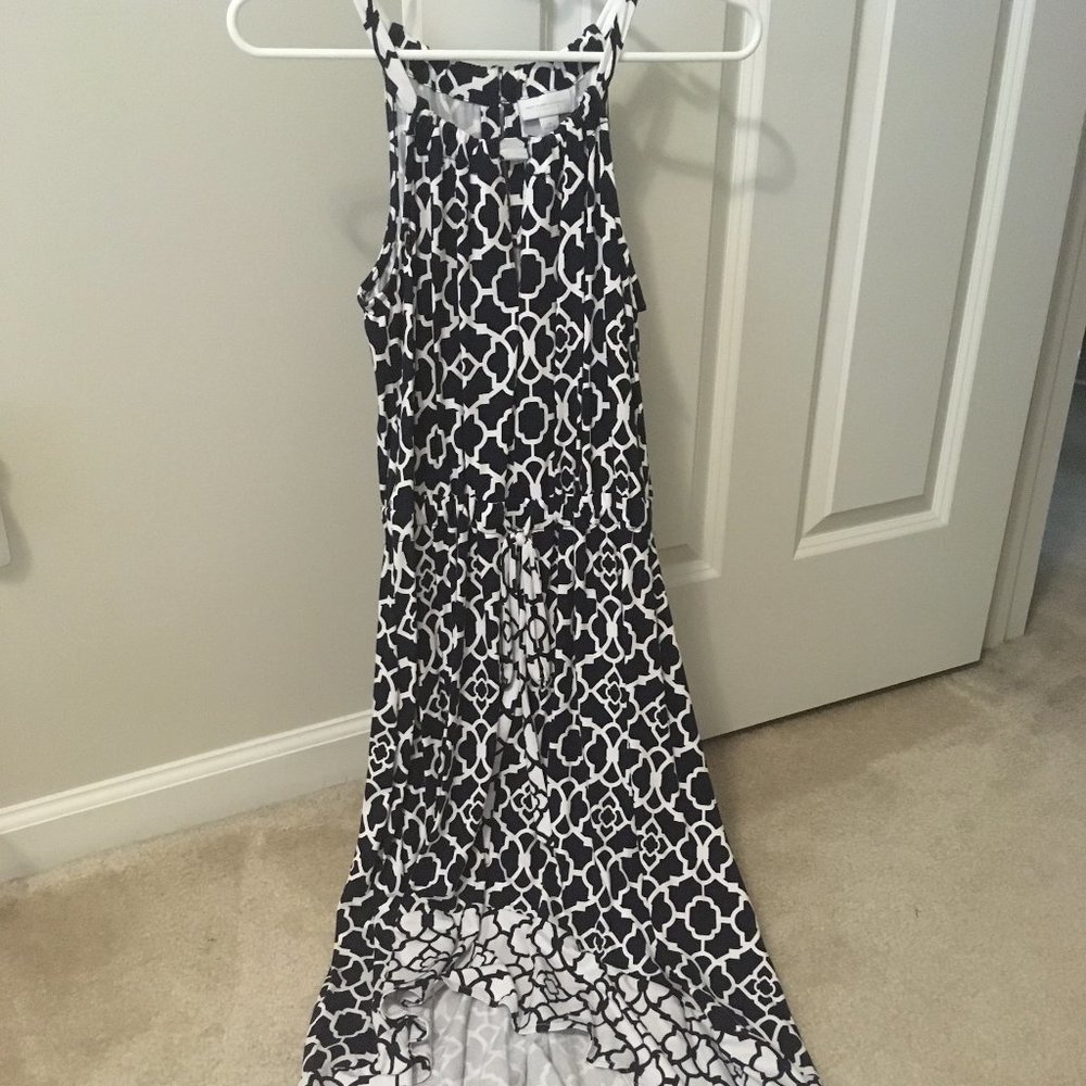 White and Navy Blue New York & Company Dress